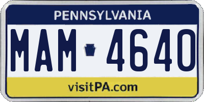 PA license plate MAM4640