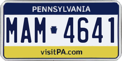 PA license plate MAM4641