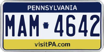 PA license plate MAM4642