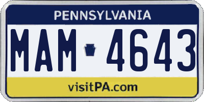 PA license plate MAM4643