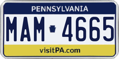 PA license plate MAM4665