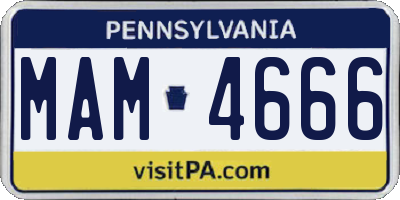 PA license plate MAM4666