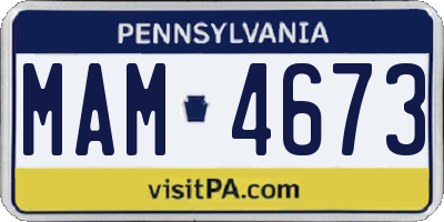 PA license plate MAM4673