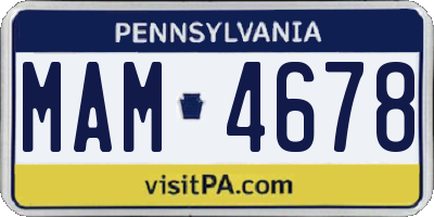 PA license plate MAM4678