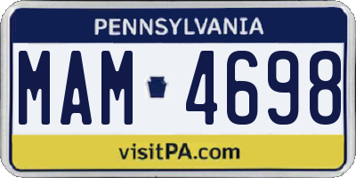 PA license plate MAM4698