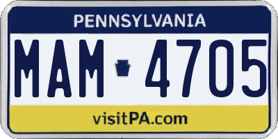 PA license plate MAM4705