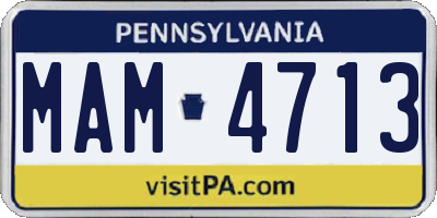 PA license plate MAM4713