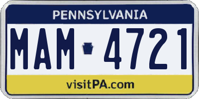 PA license plate MAM4721