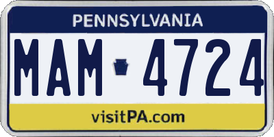 PA license plate MAM4724