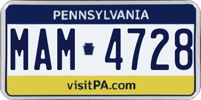 PA license plate MAM4728
