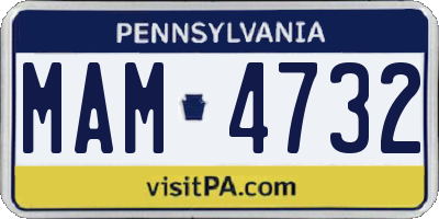 PA license plate MAM4732