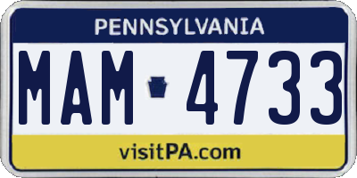 PA license plate MAM4733