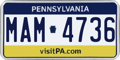 PA license plate MAM4736