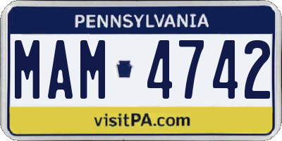 PA license plate MAM4742