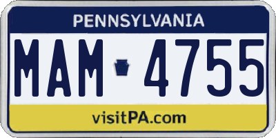 PA license plate MAM4755