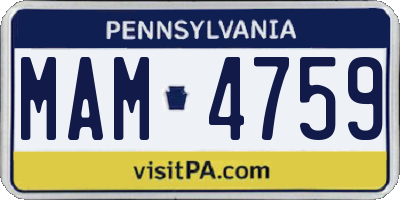 PA license plate MAM4759