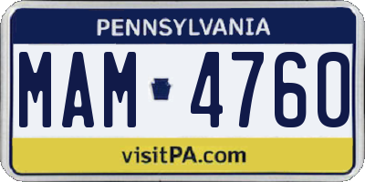 PA license plate MAM4760