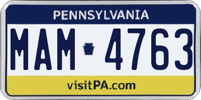 PA license plate MAM4763