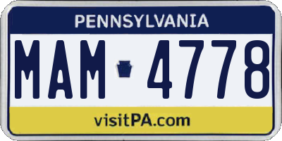 PA license plate MAM4778