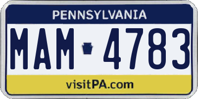 PA license plate MAM4783
