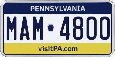 PA license plate MAM4800