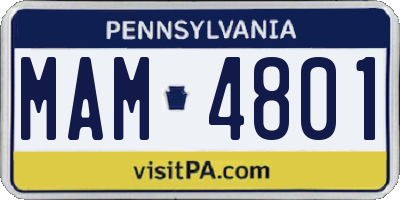 PA license plate MAM4801