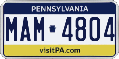PA license plate MAM4804