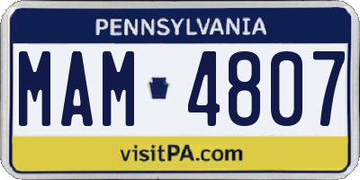 PA license plate MAM4807