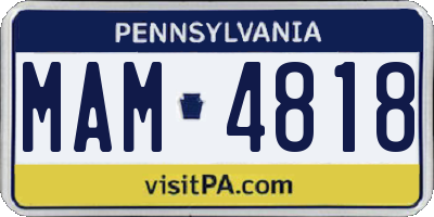 PA license plate MAM4818