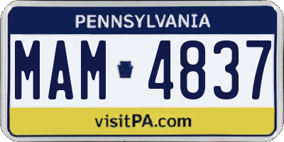 PA license plate MAM4837