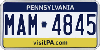 PA license plate MAM4845