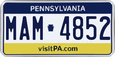 PA license plate MAM4852
