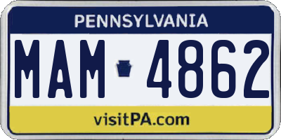 PA license plate MAM4862