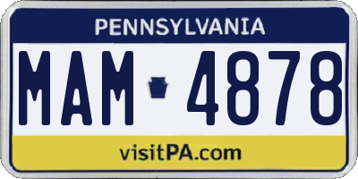 PA license plate MAM4878
