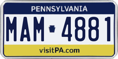 PA license plate MAM4881
