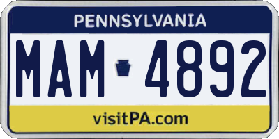 PA license plate MAM4892