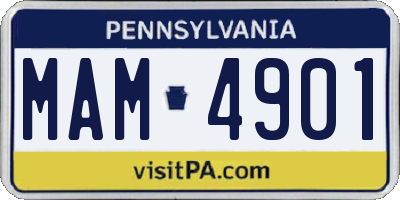 PA license plate MAM4901