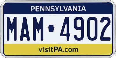 PA license plate MAM4902