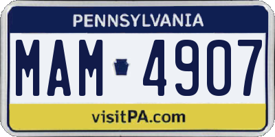 PA license plate MAM4907