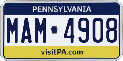 PA license plate MAM4908