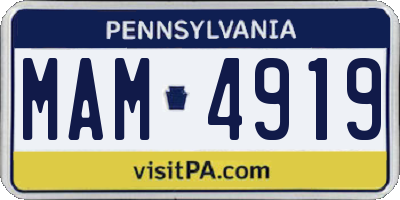PA license plate MAM4919