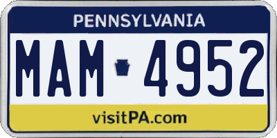 PA license plate MAM4952