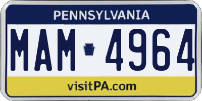PA license plate MAM4964