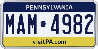 PA license plate MAM4982