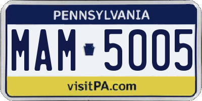 PA license plate MAM5005