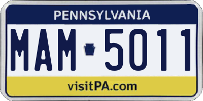 PA license plate MAM5011