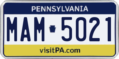 PA license plate MAM5021