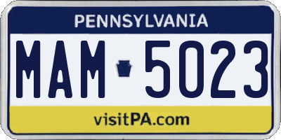 PA license plate MAM5023