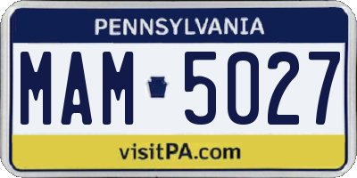 PA license plate MAM5027