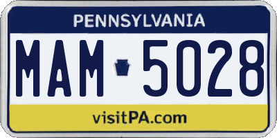 PA license plate MAM5028